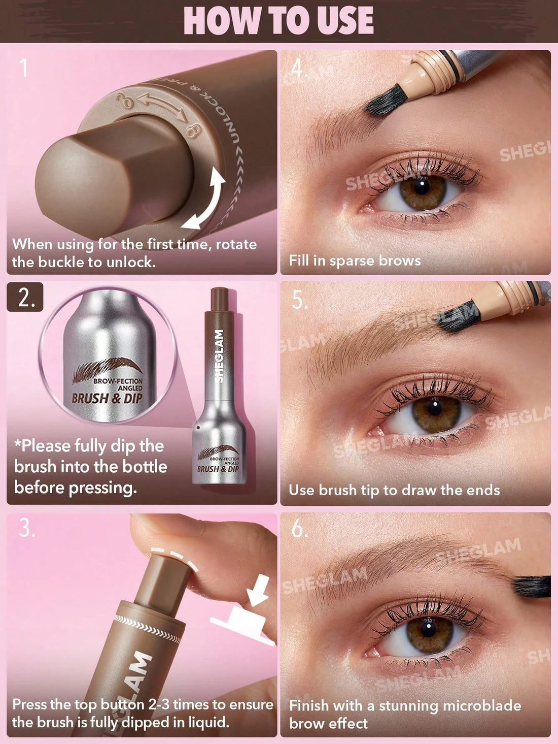 Sheglam Brow-Fection Angled Brush & Dip-Chocolate