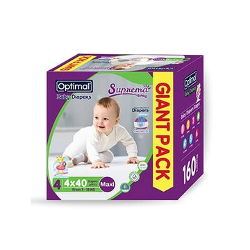 Optimal Giant pack baby diapers (4) (7-18 Kg)- 160Pcs Maxi