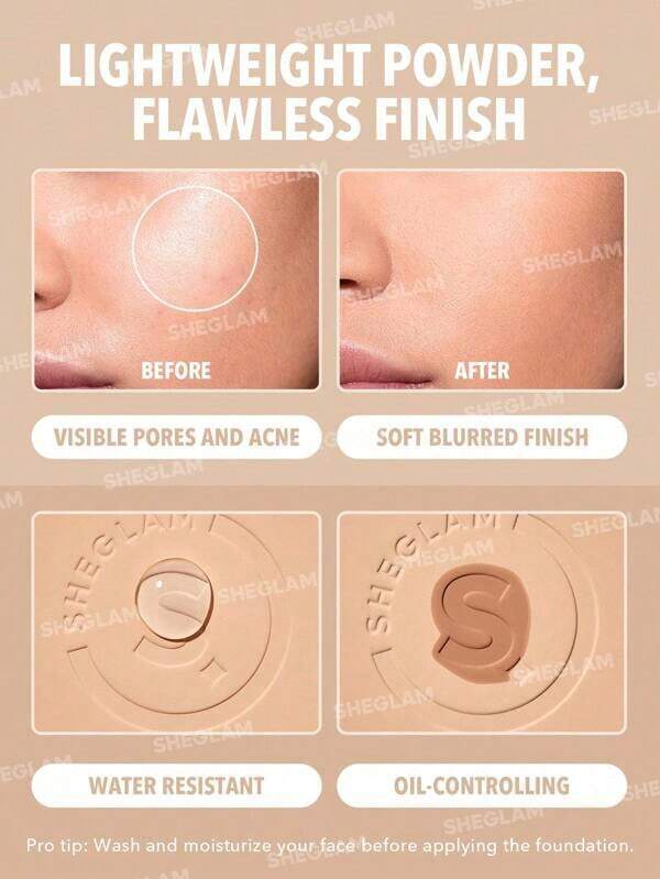 Sheglam Skin-Focus High Coverage Powder Foundation-Shell