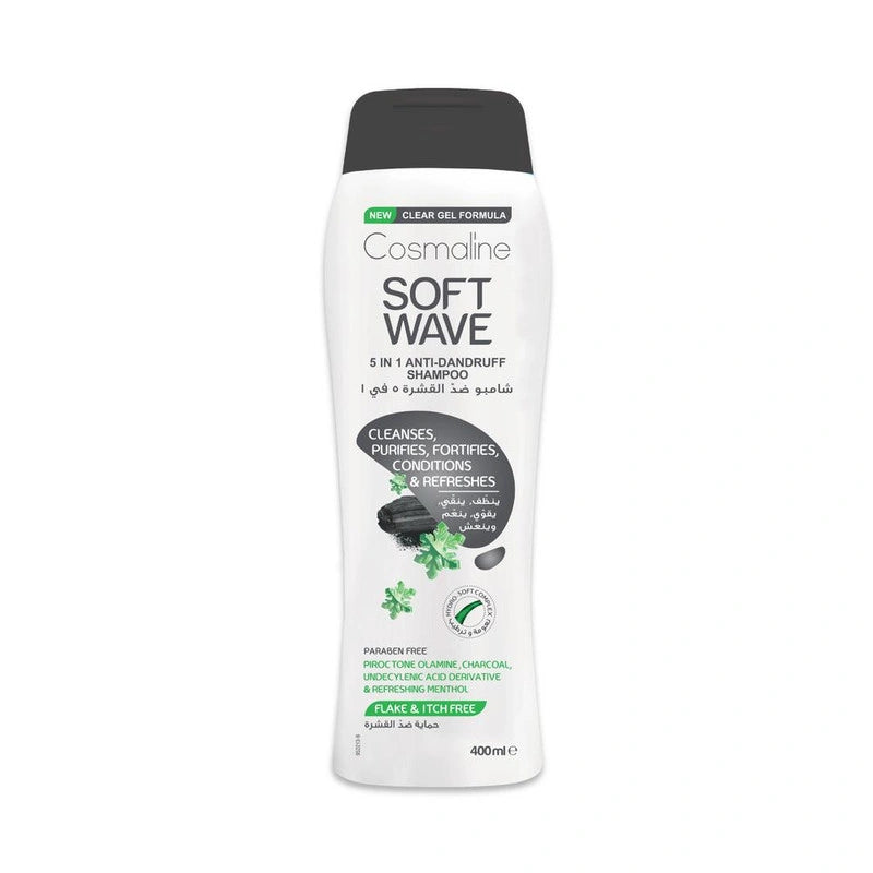 Cosmaline Soft Wave 5 In 1 Anti-Dandruff Shampoo and Conditioner (With Menthol & Charcoal)