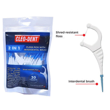 Optimal 2 In 1 Floss Pick With Interdental Brush