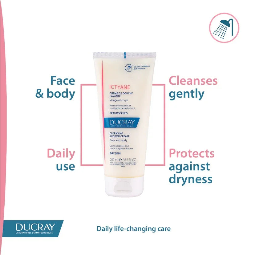 Ducray Ictyane Cleansing Shower Cream For Dry to Very Dry Skin