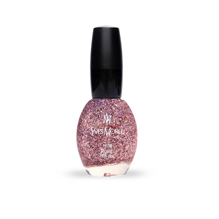 Yves Morel Nail Polish 502 – Copper Rose Pink Glitter