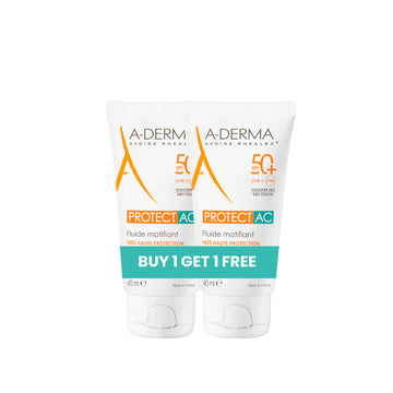 Aderma Protect AC Mattifying For Acne Prone Skin Face Fluid Sunscreen SPF50 Buy 1 Get 1 Bundle