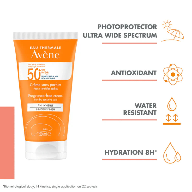 Avene Ultra Broad Spectrum Spf50+Fragnance Free Cream For Dry - Sensitive Skin