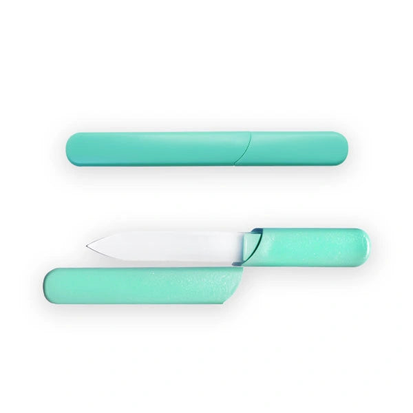 Optimal Double-Sided Glass Nail File With Cover Green