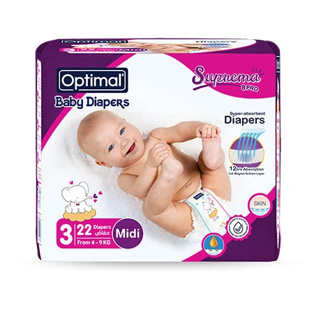 Optimal Baby Diapers 3 (4-9 Kg)-22 Pcs Midi